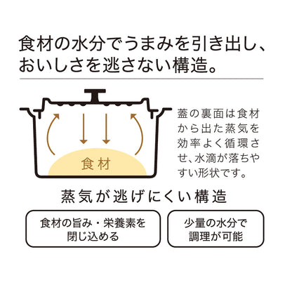 無水調理ができるセラミック加工IH対応両手鍋22㎝(レッド) HB-5726