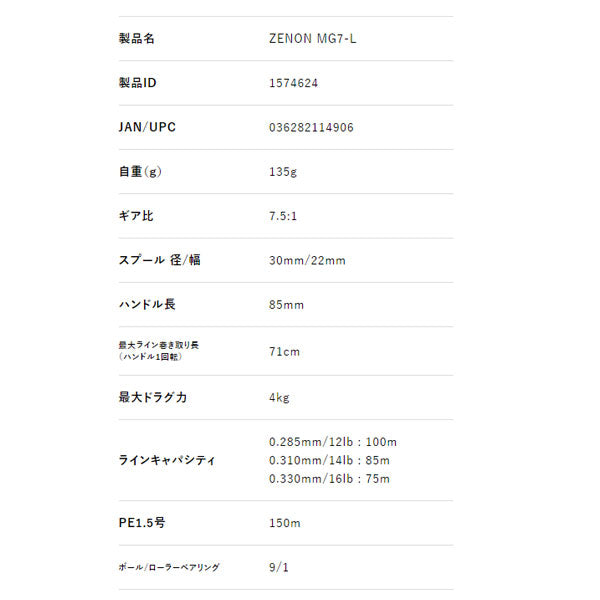 ABU 22 ゼノン MG7-L 左 2022年新製品