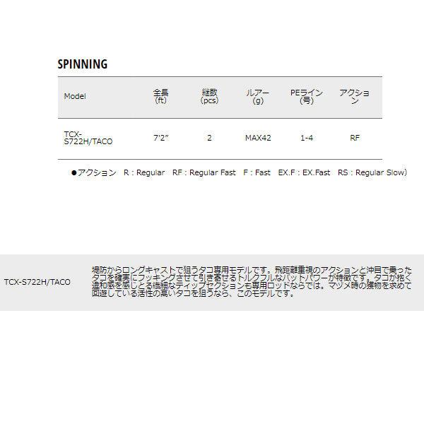 トリプルクロス 岸タコ TCX-S722H/TACO – フィッシングマックス WEBSHOP