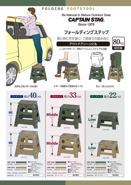 フォールディングステップ ミドルタイプ（オリーブ） UW-1522