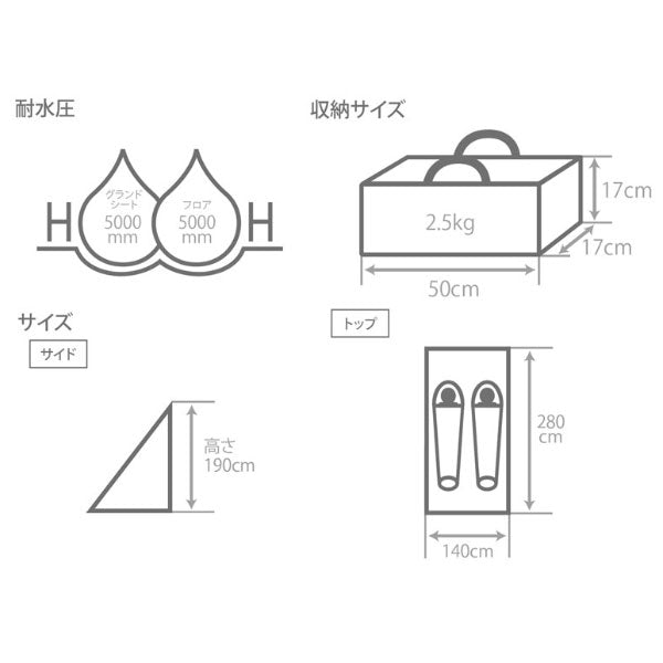 ワンポールテントRX（M）用ハーフインナーテントセット TN3-950-GY